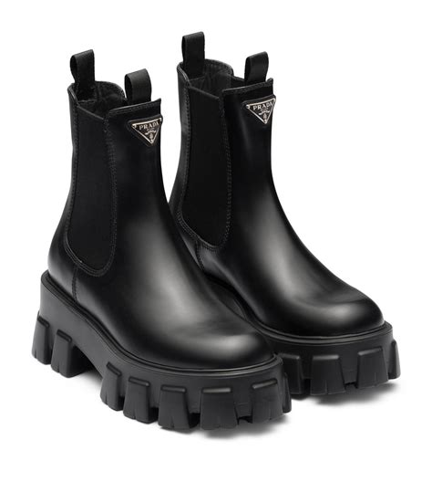 chunky prada boot|Prada 55 leather ankle boots.